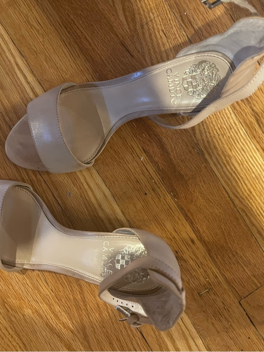 Vince Camuto Nude Ankle-Strap low heels